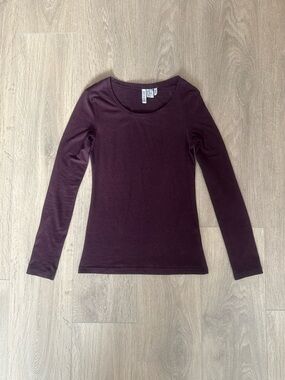 H&M Deep Plum Long-Sleeve Scoop Neck Top